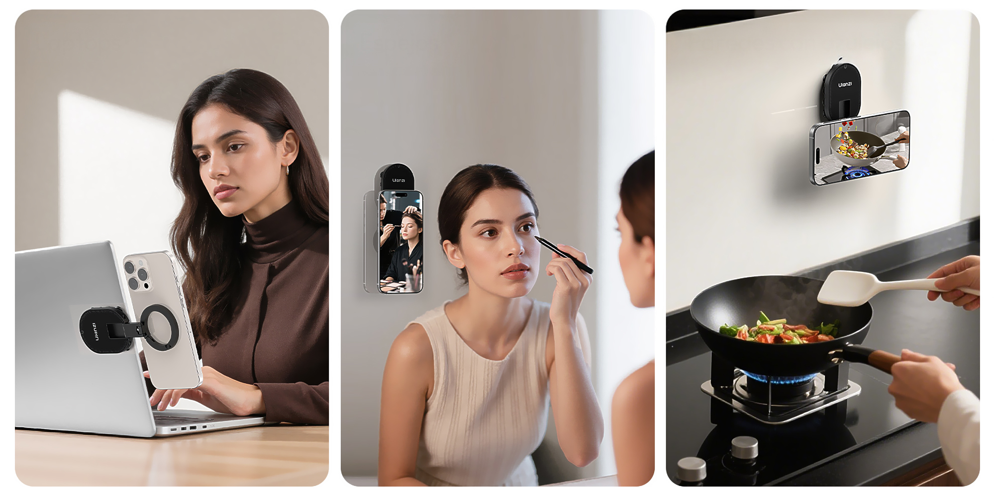 width=100% Uchwyt do smartfona Ulanzi MA39 z przyssawkami